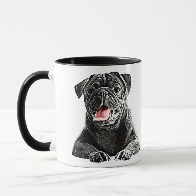 Niedlicher Schwarzer Mops Hundetiere Art Tasse (Links)