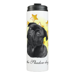 Niedlicher Schwarzer Mops ist ein Star Thermosbecher