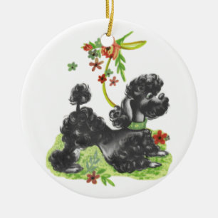 Niedlicher Schwarzer Poodle Welpe Keramikornament