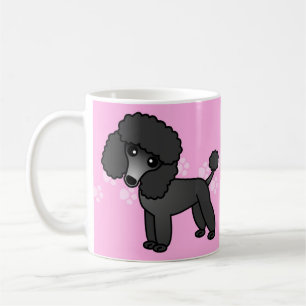 Niedlicher schwarzer Pudel-Cartoon - rosa Pawprint Kaffeetasse