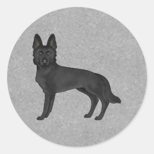 Niedlicher schwarzer Schäferhund Cartoon Dog Stehe Runder Aufkleber