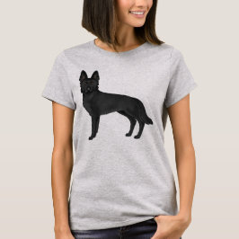 Niedlicher schwarzer Schäferhund Cartoon Dog Zeich T-Shirt