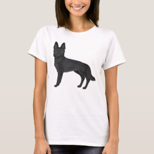 Niedlicher schwarzer Schäferhund Cartoon Dog Zeich T-Shirt