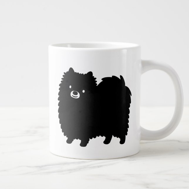 Niedlicher Schwarzer Spitz Jumbo-Tasse (Rechts)