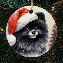 Niedlicher Schwarzer Spitz Weihnachten
