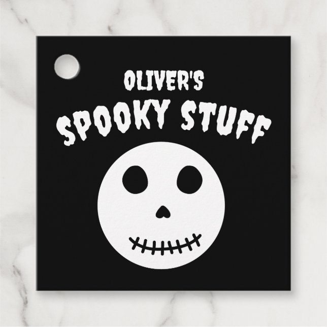 Niedlicher schwarzer Spooky Stuff Kids Halloween S Geschenkanhänger (Vorderseite)