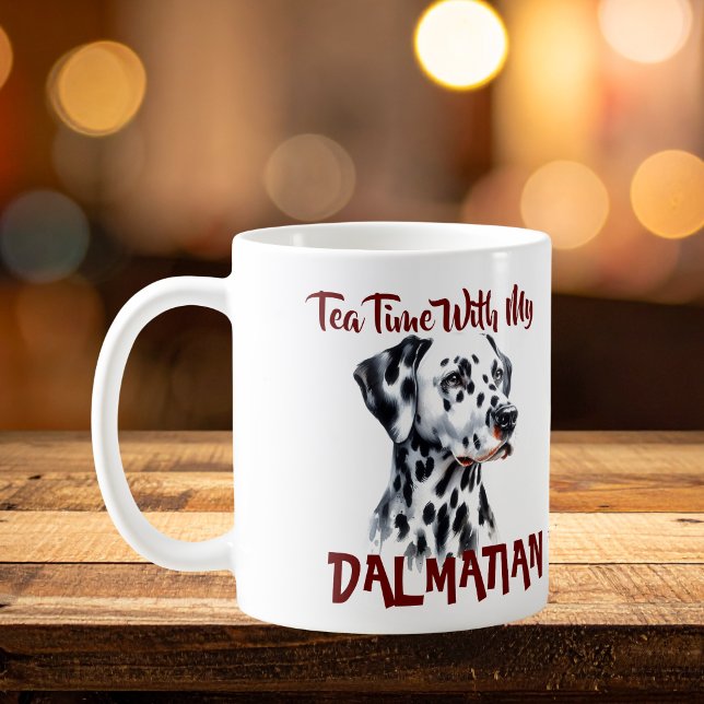 Niedlicher Schwarzer Tee & Dalmatiner PERSONALISIE Kaffeetasse ( Elegant design, personalize with your own words.)