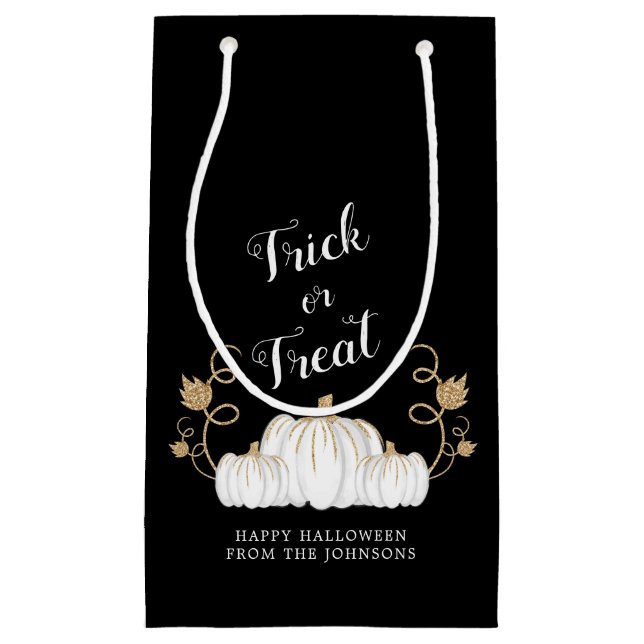 Niedlicher Schwarzer Trick oder Treat Pumpkin Hall Kleine Geschenktüte (Vorderseite)