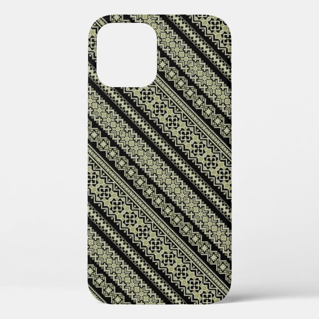 Niedlicher schwarzer ukrainischer Ornament-Hinterg Case-Mate iPhone Hülle (Rückseite)