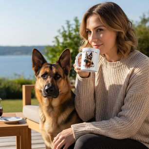 Niedlicher Schwarzer WASSERFARBSCHEPHERER PERSONAL Kaffeetasse