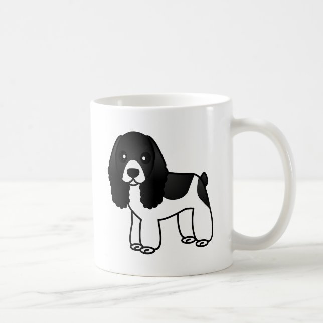 Niedlicher Schwarzweiss-Cockerspaniel-Cartoon Kaffeetasse (Rechts)