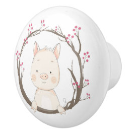 Niedlicher Schweinegrippe-Keramik Keramikknauf