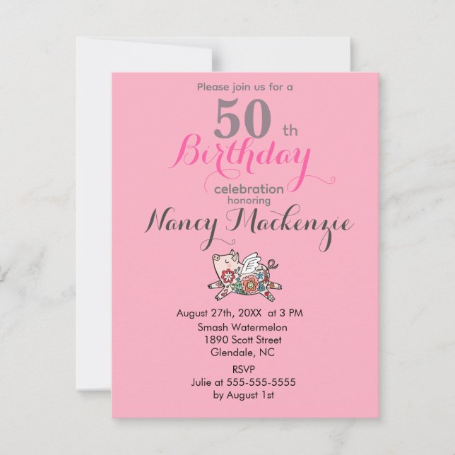 Niedlicher Schweinestall, der zum Geburtstag angep Einladung (Vorderseite)