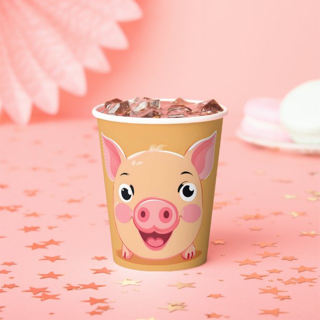 Niedlicher Schweinezuchttierzoo Geburtstagspartei Pappbecher (Insitu)