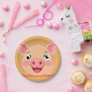 Niedlicher Schweinezuchttierzoo Geburtstagspartei Pappteller