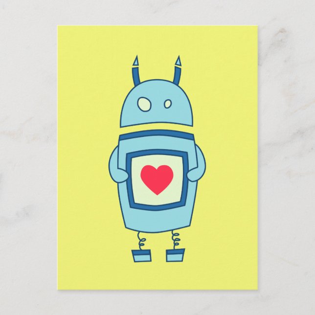 Niedlicher, schwerfälliger Roboter Postkarte (Vorderseite)