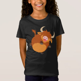 Niedlicher schwimmender Cartoon Hochland Kuh Kids  T-Shirt