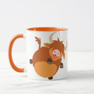 Niedlicher schwimmender Cartoon Hochland-Kuh-Tasse Tasse