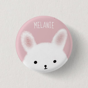 Niedlicher Schwindel Bunny Pink Personalisiert Button