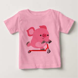 Niedlicher Scooter-Riding Cartoon Pig Baby T - Shi Baby T-shirt