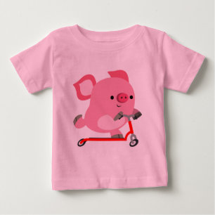Niedlicher Scooter-Riding Cartoon Pig Baby T - Shi T-shirt