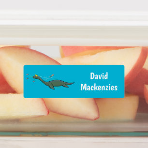 Niedlicher Seemonster Plesiosaurier Cartoon person Etiketten