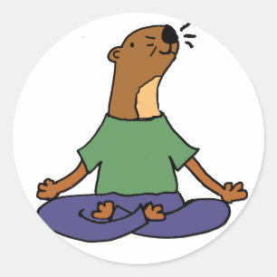 Niedlicher Seeotter-übender Yoga-Cartoon Runder Aufkleber