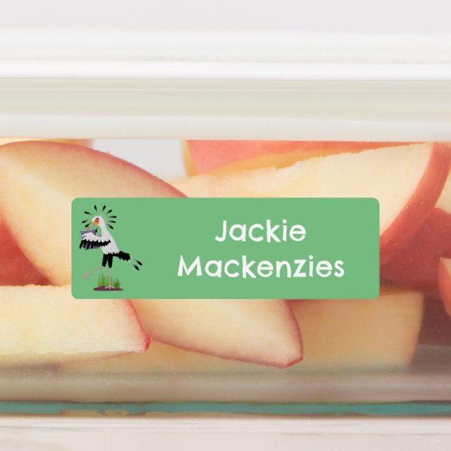 Niedlicher Sekretär Vogel schreiben Cartoon person Etiketten (Befestigt)