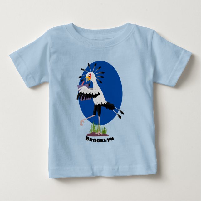 Niedlicher Sekretär Vogel schreibt Notizen Cartoon Baby T-shirt (Vorderseite)