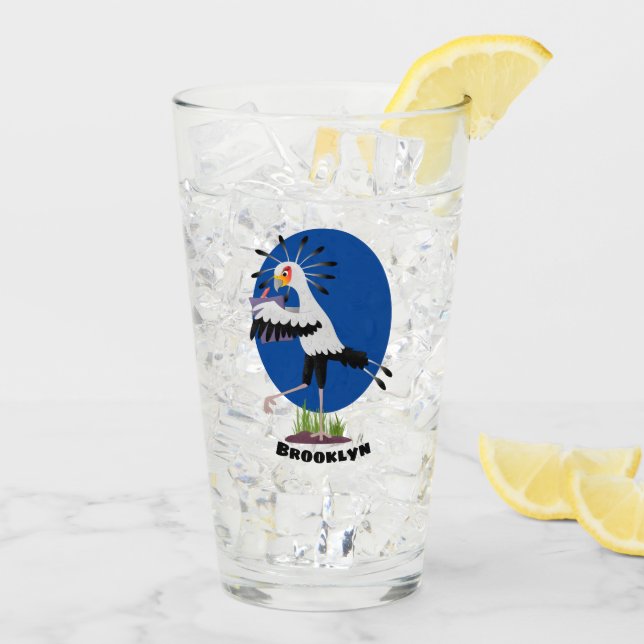 Niedlicher Sekretär Vogel schreibt Notizen Cartoon Glas (Rückseite Ice)