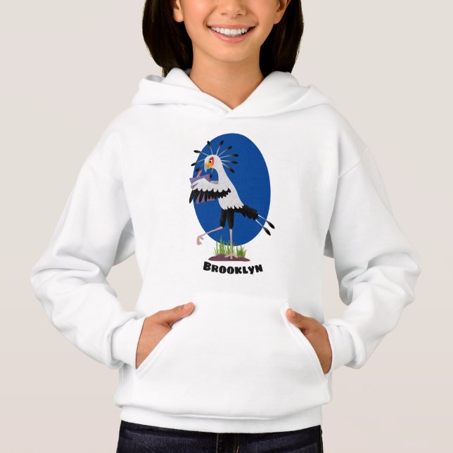 Niedlicher Sekretär Vogel schreibt Notizen Cartoon Hoodie (Vorderseite)