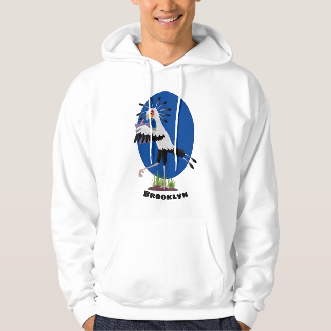 Niedlicher Sekretär Vogel schreibt Notizen Cartoon Hoodie (Vorderseite)