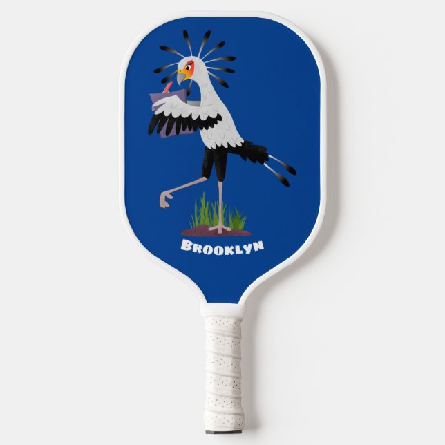 Niedlicher Sekretär Vogel schreibt Notizen Cartoon Pickleball Schläger (Vorderseite)