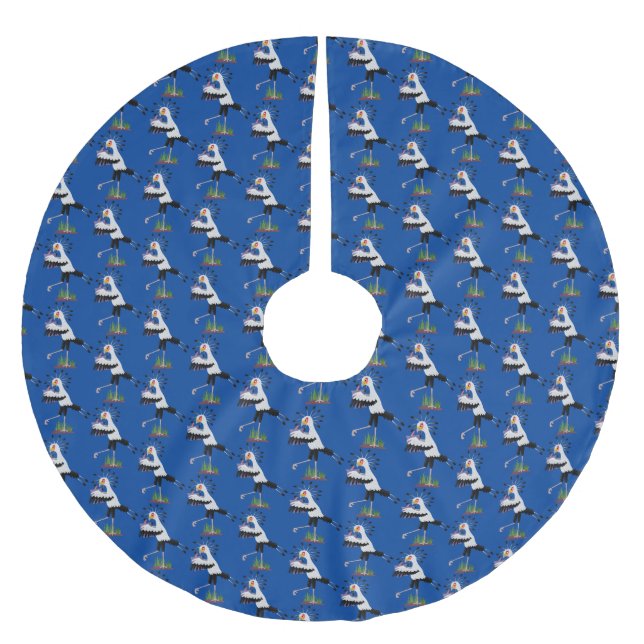 Niedlicher Sekretär Vogel schreibt Notizen Cartoon Polyester Weihnachtsbaumdecke (Vorderseite)