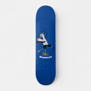 Niedlicher Sekretär Vogel schreibt Notizen Cartoon Skateboard