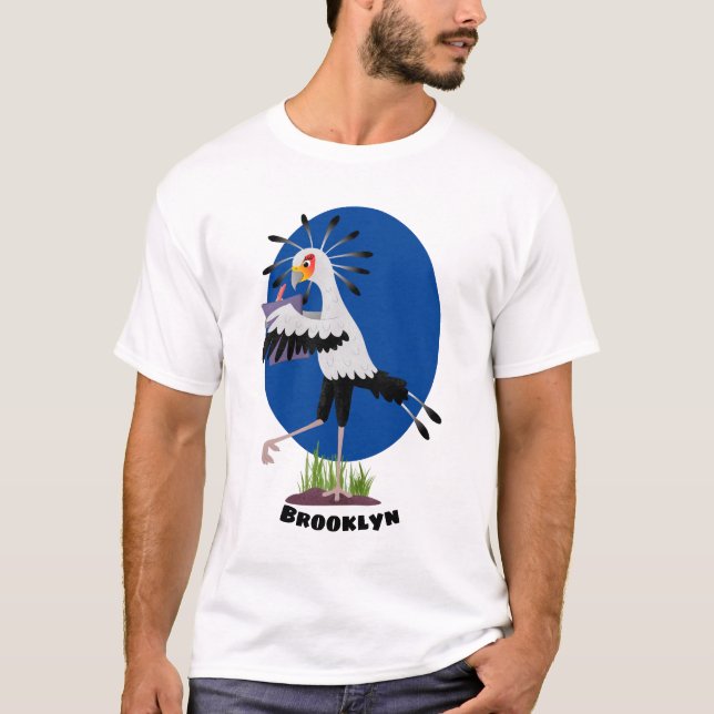Niedlicher Sekretär Vogel schreibt Notizen Cartoon T-Shirt (Vorderseite)