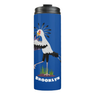 Niedlicher Sekretär Vogel schreibt Notizen Cartoon Thermosbecher