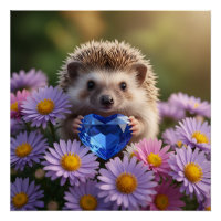 Niedlicher September-Igel mit Saphirherz
