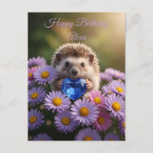 Niedlicher September-Igel mit Saphirherz