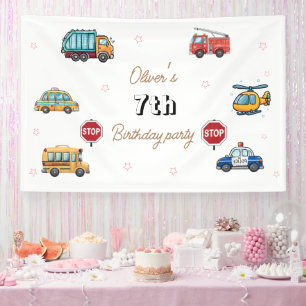 Niedlicher Service Vehicle Birthday bash Banner