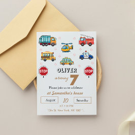 Niedlicher Service Vehicle Birthday bash Einladung