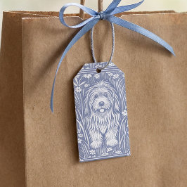 Niedlicher Shaggi-Hund Blau und Weißer Kern Geschenkanhänger