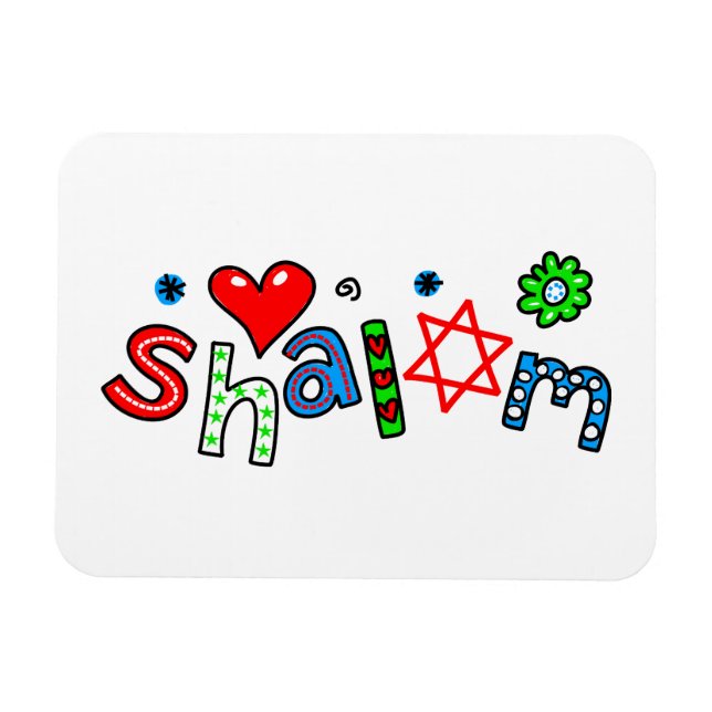 Niedlicher Shalom-Grußtext Magnet (Horizontal)