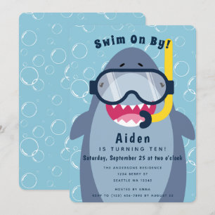 Niedlicher Shark Pool Party Geburtstag Einladung