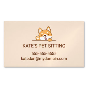 Niedlicher Shiba Inu Corgi Hund Sitzdienst Magnetische Visitenkarte