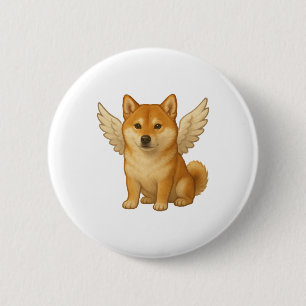 Niedlicher Shiba Inu Engel Cartoon Happhund Button