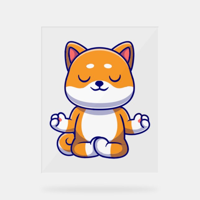 Niedlicher Shiba inu Hund, der Yoga Meditation Car Acrylschild (Vorderseite)