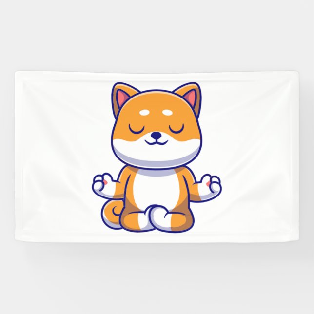 Niedlicher Shiba inu Hund, der Yoga Meditation Car Banner (Horizontal)