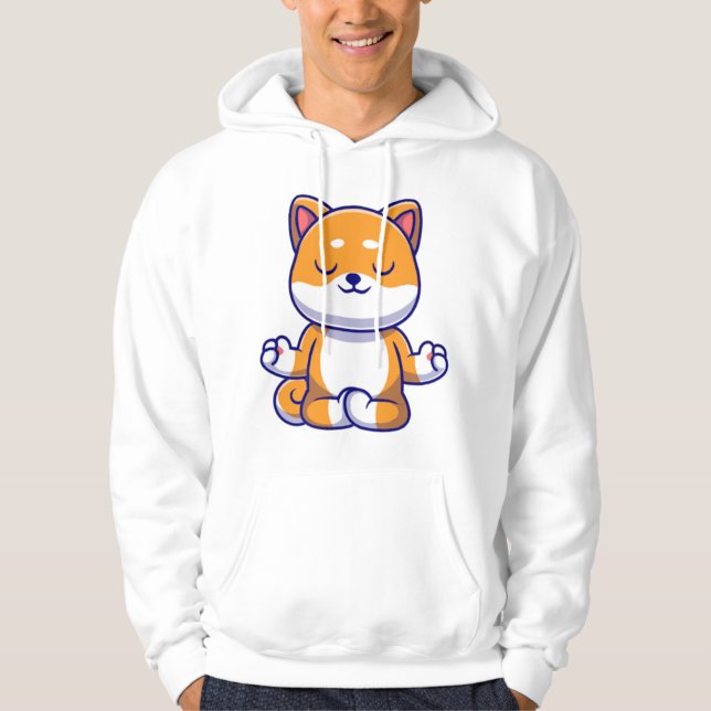 Niedlicher Shiba inu Hund, der Yoga Meditation Car Hoodie (Vorderseite)