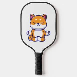 Niedlicher Shiba inu Hund, der Yoga Meditation Car Pickleball Schläger